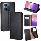 For OPPO A5x 5G Global Gloss Oil Solid Color Magnetic Leather Phone Case(Black) - 1