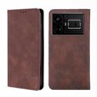 For Realme GT5 / GT5 240W Skin Feel Magnetic Leather Phone Case(Dark Brown) - 1