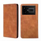 For Realme GT5 / GT5 240W Skin Feel Magnetic Leather Phone Case(Light Brown) - 1