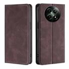 For Realme 12 5G Skin Feel Magnetic Leather Phone Case(Dark Brown) - 1