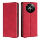 For Realme 12 5G Skin Feel Magnetic Leather Phone Case(Red) - 1