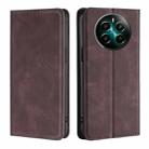 For Realme 12+ 5G Skin Feel Magnetic Leather Phone Case(Dark Brown) - 1