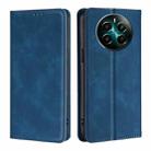 For Realme 12+ 5G Skin Feel Magnetic Leather Phone Case(Blue) - 1