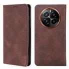 For Realme GT5 Pro 5G Skin Feel Magnetic Leather Phone Case(Dark Brown) - 1