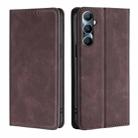 For Realme C65 4G Skin Feel Magnetic Leather Phone Case(Dark Brown) - 1