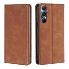 For Realme C65 4G Skin Feel Magnetic Leather Phone Case(Light Brown) - 1