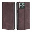 For Realme C61 4G Skin Feel Magnetic Leather Phone Case(Dark Brown) - 1