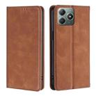 For Realme C61 4G Skin Feel Magnetic Leather Phone Case(Light Brown) - 1