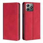 For Realme C61 4G Skin Feel Magnetic Leather Phone Case(Red) - 1