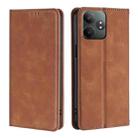 For Realme GT Neo6 SE Skin Feel Magnetic Leather Phone Case(Light Brown) - 1