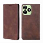 For Tecno Spark Go 2024 Skin Feel Magnetic Leather Phone Case(Dark Brown) - 1