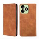 For Tecno Spark Go 2024 Skin Feel Magnetic Leather Phone Case(Light Brown) - 1