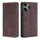 For Tecno Pova 6 Pro 5G Skin Feel Magnetic Leather Phone Case(Dark Brown) - 1