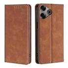 For Tecno Pova 6 Pro 5G Skin Feel Magnetic Leather Phone Case(Light Brown) - 1