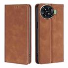 For Tecno Spark 20 Pro+ 4G Skin Feel Magnetic Leather Phone Case(Light Brown) - 1