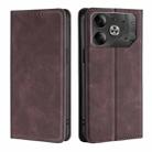 For Tecno Pova 6 5G Skin Feel Magnetic Leather Phone Case(Dark Brown) - 1