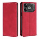 For Tecno Pova 6 5G Skin Feel Magnetic Leather Phone Case(Red) - 1