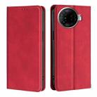 For Tecno Camon 30 Pro 5G Skin Feel Magnetic Leather Phone Case(Red) - 1