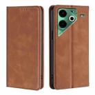 For Tecno Pova 6 Neo 4G Skin Feel Magnetic Leather Phone Case(Light Brown) - 1