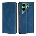 For Tecno Pova 6 Neo 4G Skin Feel Magnetic Leather Phone Case(Blue) - 1