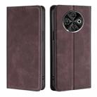 For Tecno Spark 30C 4G Skin Feel Magnetic Leather Phone Case(Dark Brown) - 1