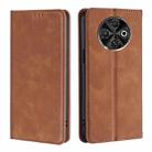 For Tecno Spark 30C 4G Skin Feel Magnetic Leather Phone Case(Light Brown) - 1