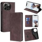 For Tecno Pova 6 Neo 5G Skin Feel Magnetic Leather Phone Case(Dark Brown) - 1