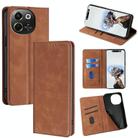 For Tecno Pova 6 Neo 5G Skin Feel Magnetic Leather Phone Case(Light Brown) - 1