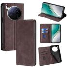 For Tecno Camon 40 Premier 5G Skin Feel Magnetic Leather Phone Case(Dark Brown) - 1