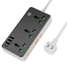 hoco AC7 Storm 3-position Socket with USB-C+3USB Ports, Cable Length: 1.5m, US Plug(Black) - 1