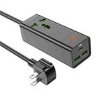 hoco AC9 Talent PD30W Type-C+2USB Ports with 1 Socket Desktop Charger, Cable Length: 1.5m, US Plug(Black) - 1