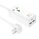 hoco AC9 Talent PD30W Type-C+2USB Ports with 1 Socket Desktop Charger, Cable Length: 1.5m, US Plug(White) - 1