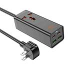 hoco AC10 Barry PD65W 2Type-C+2USB Ports with 1 Socket Desktop Charger, Cable Length: 1.5m, US Plug(Black) - 1