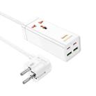 hoco AC10A Barry PD65W 2Type-C+2USB Ports with 1 Socket Desktop Charger, Cable Length: 1.5m, EU Plug(White) - 1