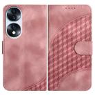 For Honor 70 YX0060 Elephant Head Embossed Phone Leather Case with Lanyard(Pink) - 1