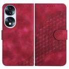 For Honor 70 YX0060 Elephant Head Embossed Phone Leather Case with Lanyard(Rose Red) - 1