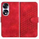 For Honor 70 YX0060 Elephant Head Embossed Phone Leather Case with Lanyard(Red) - 1