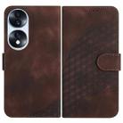 For Honor 70 YX0060 Elephant Head Embossed Phone Leather Case with Lanyard(Coffee) - 1