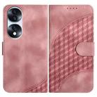 For Honor 70 Pro YX0060 Elephant Head Embossed Phone Leather Case with Lanyard(Pink) - 1