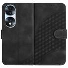 For Honor 70 Pro YX0060 Elephant Head Embossed Phone Leather Case with Lanyard(Black) - 1