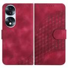 For Honor 70 Pro YX0060 Elephant Head Embossed Phone Leather Case with Lanyard(Rose Red) - 1