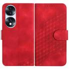 For Honor 70 Pro YX0060 Elephant Head Embossed Phone Leather Case with Lanyard(Red) - 1