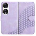 For Honor 90 YX0060 Elephant Head Embossed Phone Leather Case with Lanyard(Light Purple) - 1