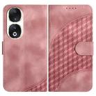 For Honor 90 YX0060 Elephant Head Embossed Phone Leather Case with Lanyard(Pink) - 1