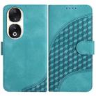 For Honor 90 YX0060 Elephant Head Embossed Phone Leather Case with Lanyard(Light Blue) - 1