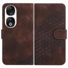 For Honor 90 YX0060 Elephant Head Embossed Phone Leather Case with Lanyard(Coffee) - 1