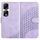 For Honor 90 Pro YX0060 Elephant Head Embossed Phone Leather Case with Lanyard(Light Purple) - 1