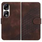 For Honor 90 Pro YX0060 Elephant Head Embossed Phone Leather Case with Lanyard(Coffee) - 1