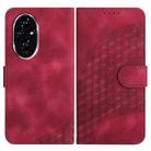 For Honor 200 YX0060 Elephant Head Embossed Phone Leather Case with Lanyard(Rose Red) - 1