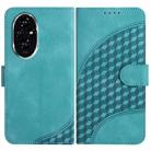 For Honor 200 YX0060 Elephant Head Embossed Phone Leather Case with Lanyard(Light Blue) - 1